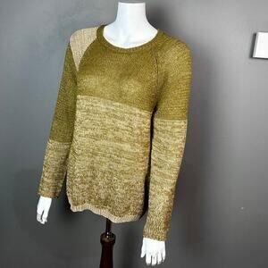 See by Chloe'‎ sweater size 8 green semi sheer alpaca metallic glitter patchwork